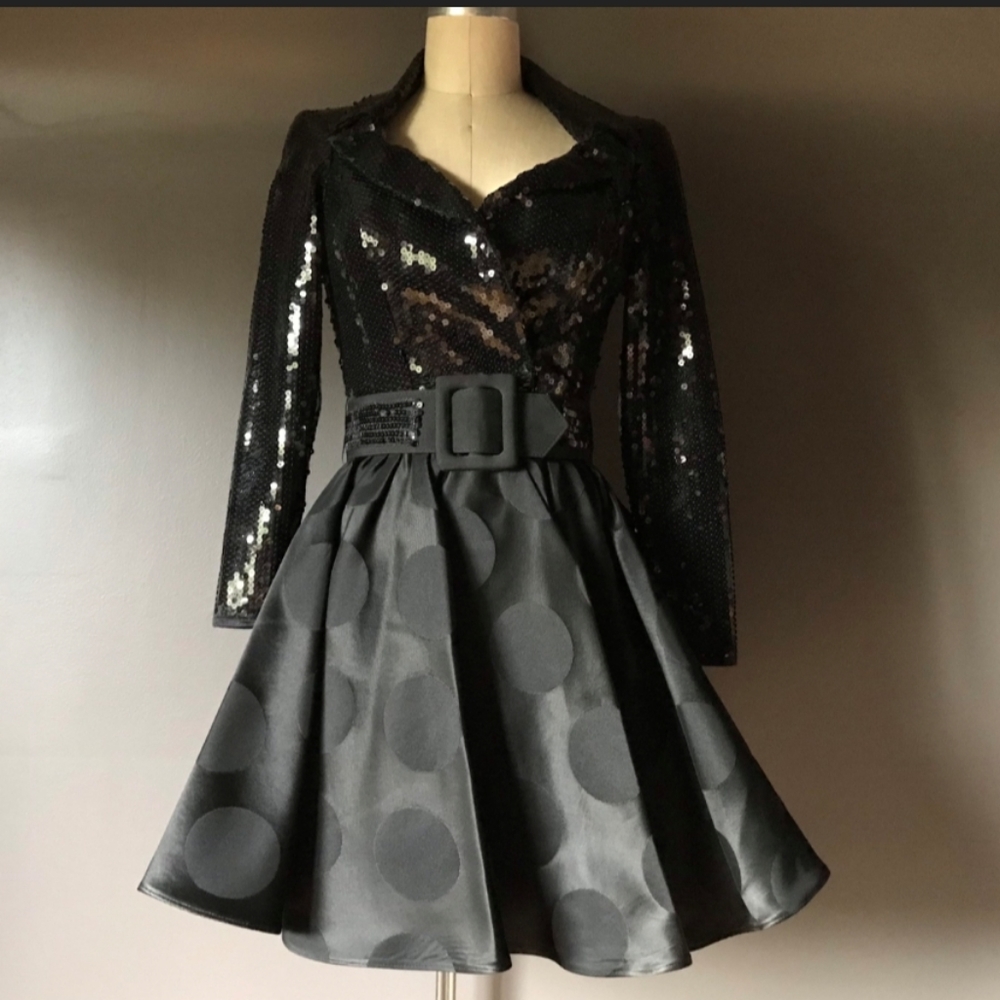 ISO Tadashi Sequin Polkadot Dress